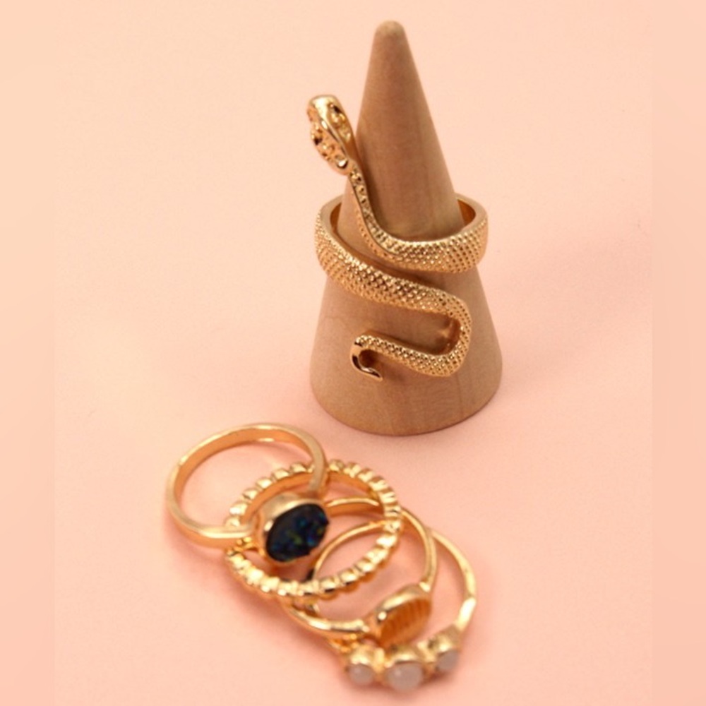 Gold snake mixed ring set